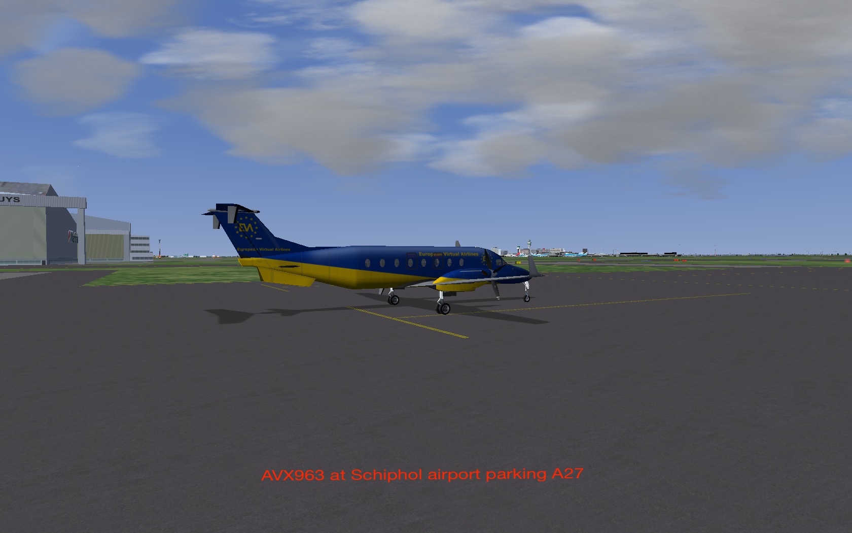 D-AVX190 at Schiphol (EHAM) parking A27.
Flighnumber: AVX9190 from EHAM to EDDF
Aircraft: Raytheon Beechcraft 1900d (EVA painting)
Time: 9:25 UTC.